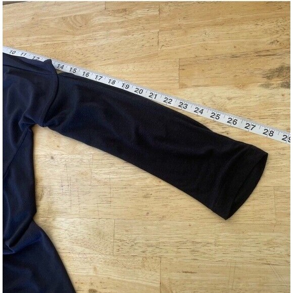 All Saints Wavetop Top Navy Thin Hi-Low Hem Crew Neck Open Elbow Relax Medium - Picture 10 of 10